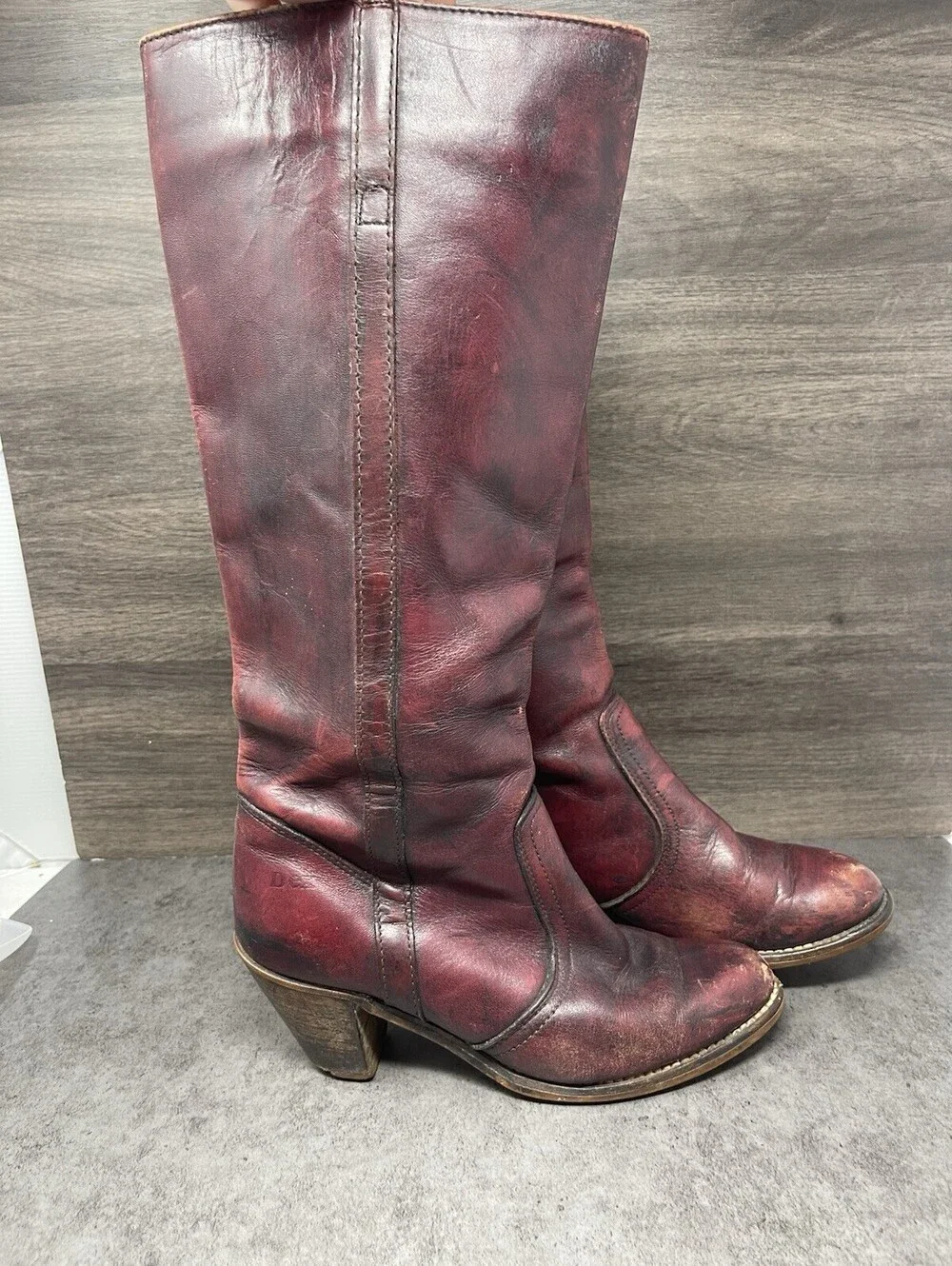 Vintage Dexter Campus Red Leather Riding Boots Womens Size 7 High Tall